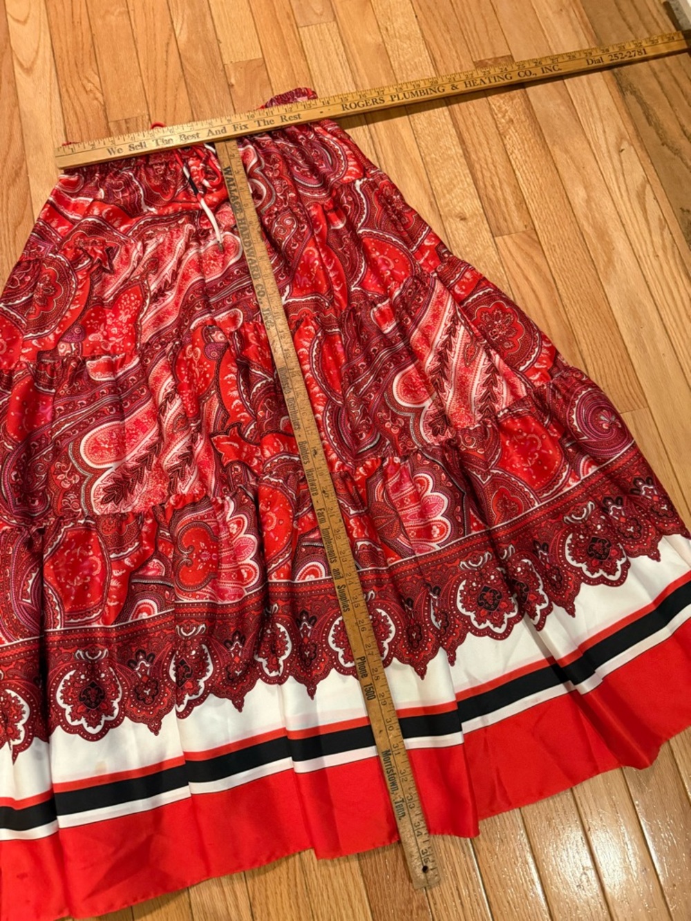 Ralph Lauren Red Paisley Maxi Skirt Size S boho festival - Picture 3 of 7